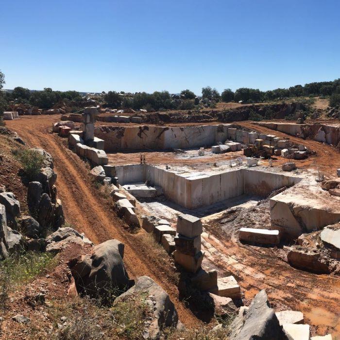 Aerial view of marble quarry in Alconera, Extremadura, Spain
