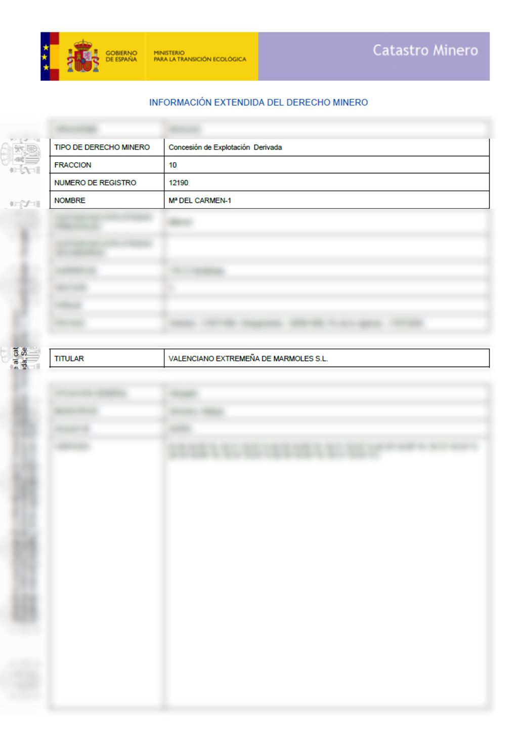 📑 2 Registered Mining Right Update – Alconera Marble Quarry