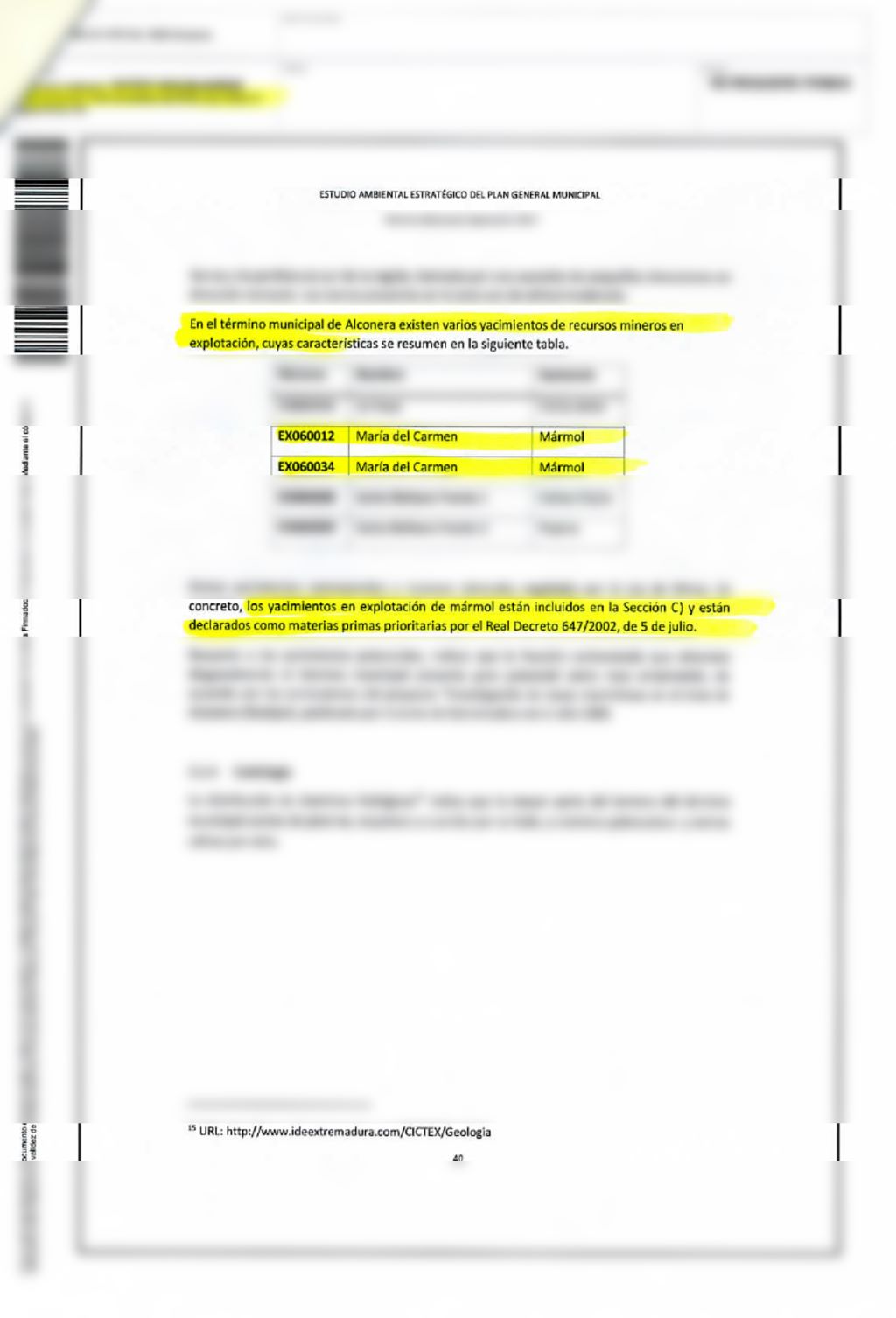 📑 3- Strategic Environmental Study – Alconera Marble Quarry