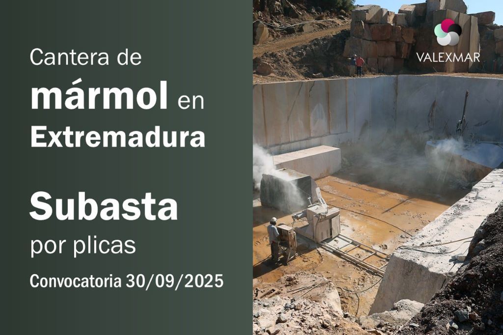 VALEXMAR, titular de la única cantera activa para la extracción de mármol en Extremadura, saldrá a subasta por plicas el 30/9/2025